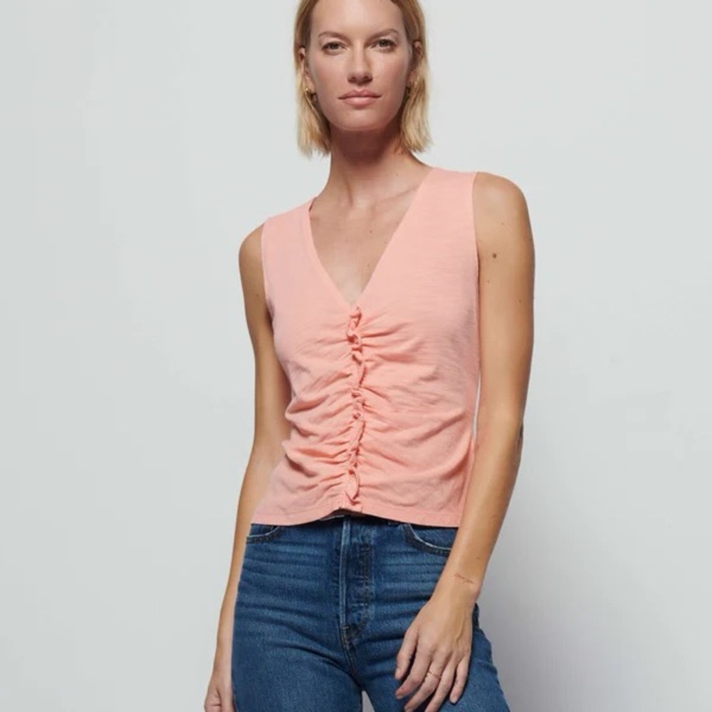Nation LTD Peach Amber Ruched Cassie Tank - Small